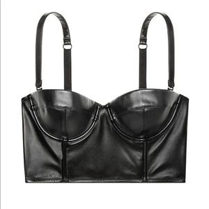 Victoria Secret Black Faux Leather Balconet Bustier/Bralette